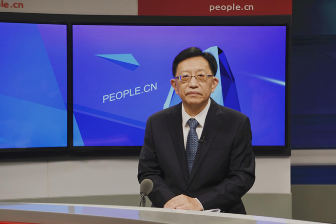 中國節(jié)能環(huán)保集團(tuán)有限公司黨委書記、董事長宋鑫做客人民網(wǎng)。人民網(wǎng)記者 王曉嘯 攝